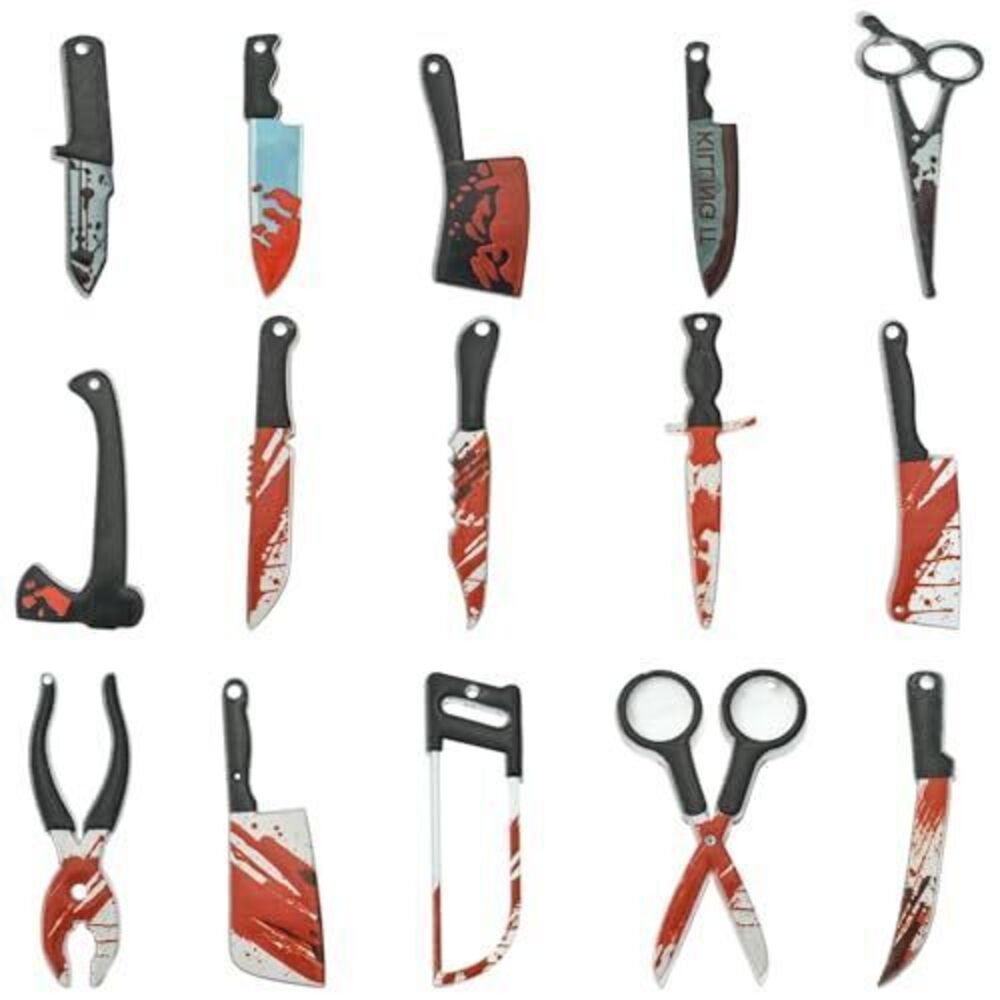 2663 30 Pcs Halloween Charms for Jewelry Making Bloody Knife Scissors